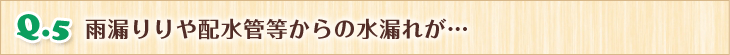 雨漏りや配水管等からの⽔漏れが…